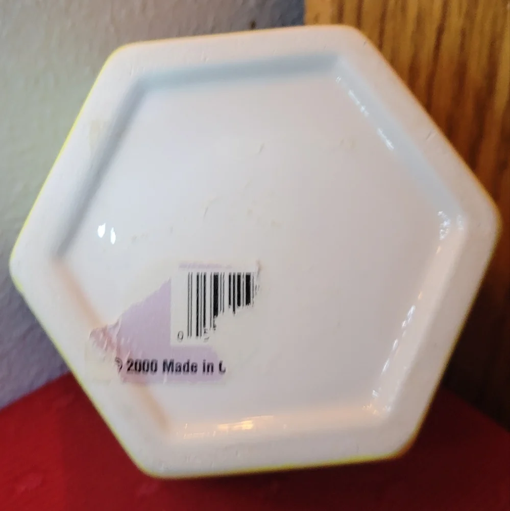 Vtg 2000 Butterfly Incense Potpourri Trinket Stash Ceramic Hexagon Lidded Box